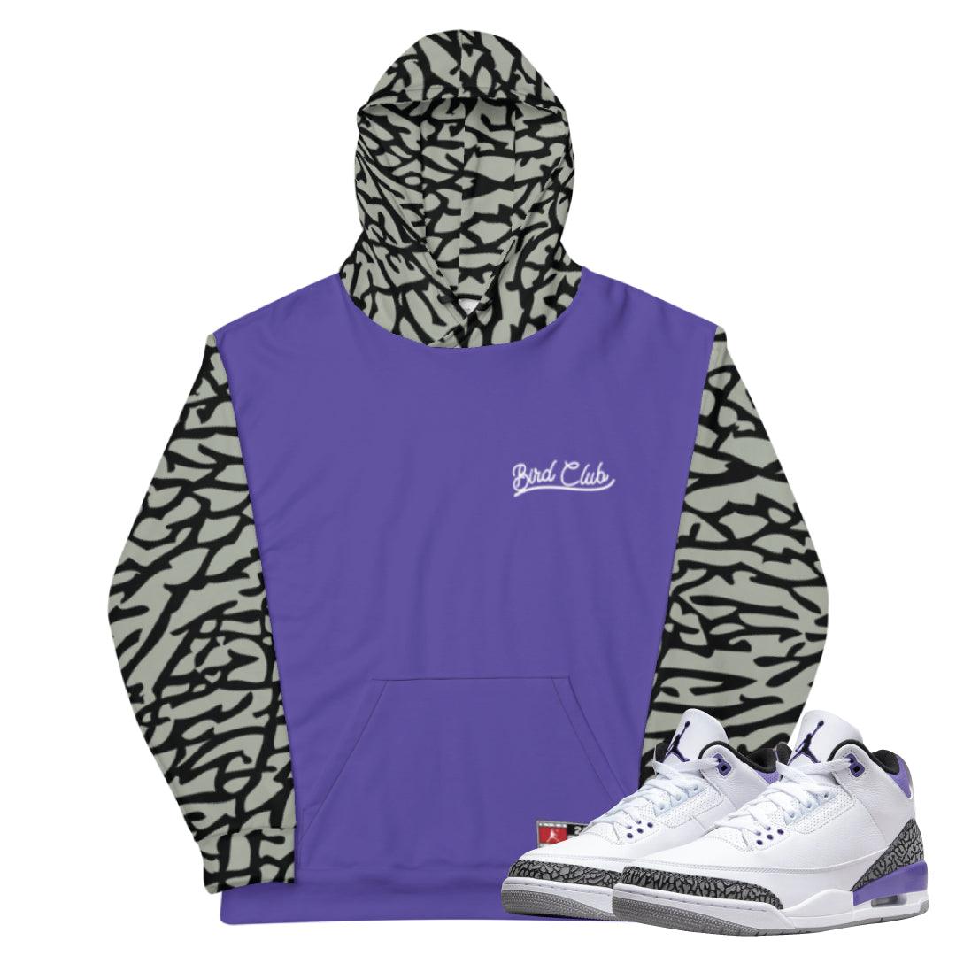 Retro 3 Dark Iris Hoodie - Sneaker Tees to match Air Jordan Sneakers