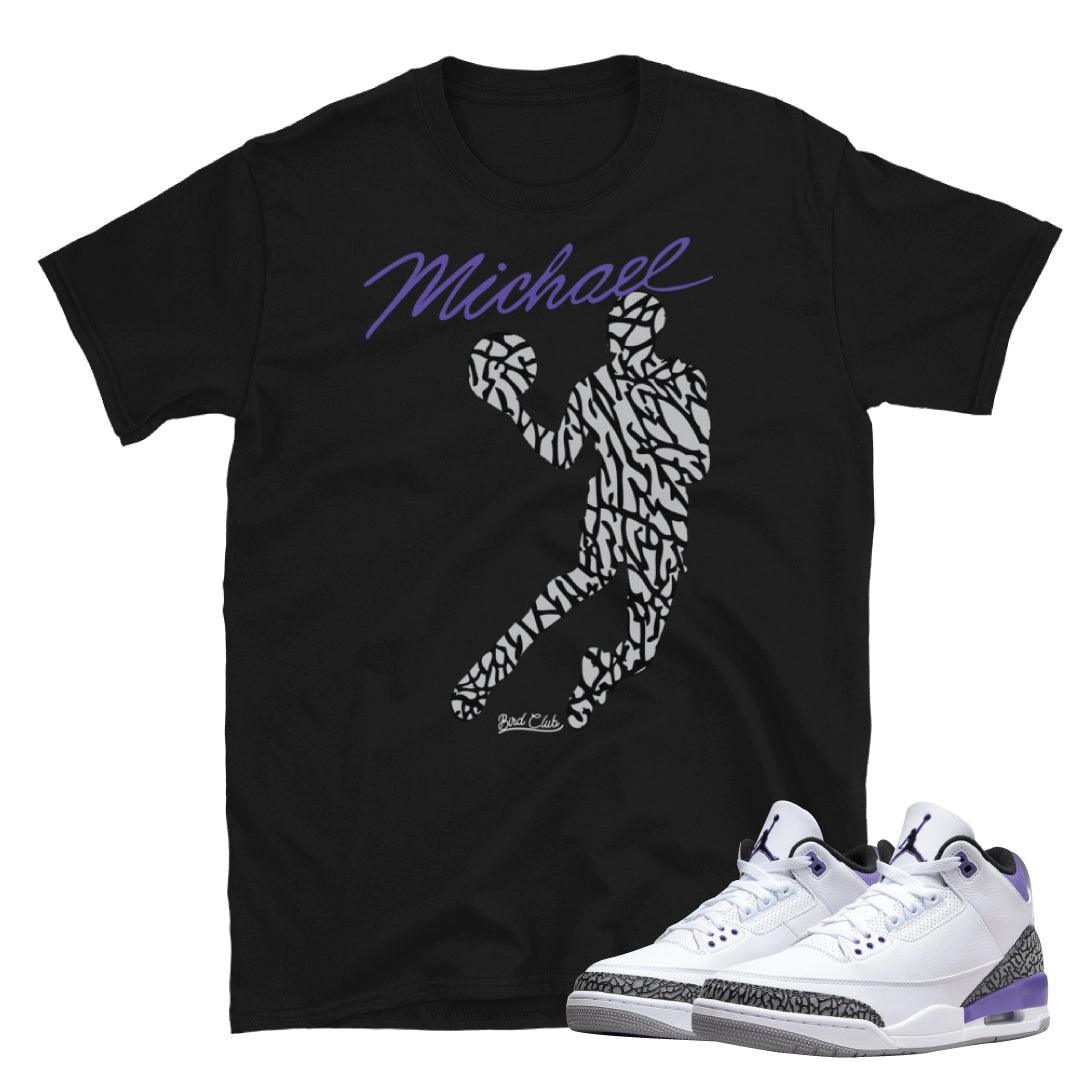 Retro 3 "Dark Iris" sneaker shirt - Sneaker Tees to match Air Jordan Sneakers