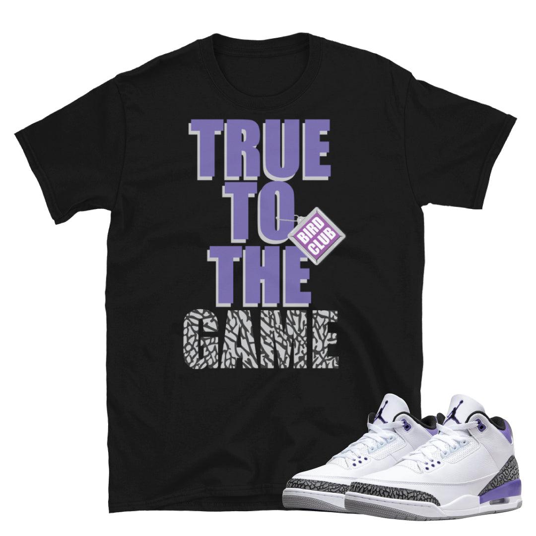 Retro 3 "Dark Iris" sneaker shirt - Sneaker Tees to match Air Jordan Sneakers