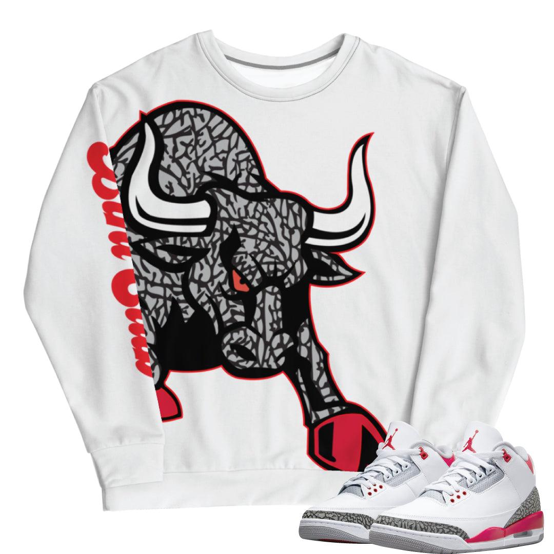Retro 3 Fire Red OG Ragin' Bull sweatshirt - Sneaker Tees to match Air Jordan Sneakers