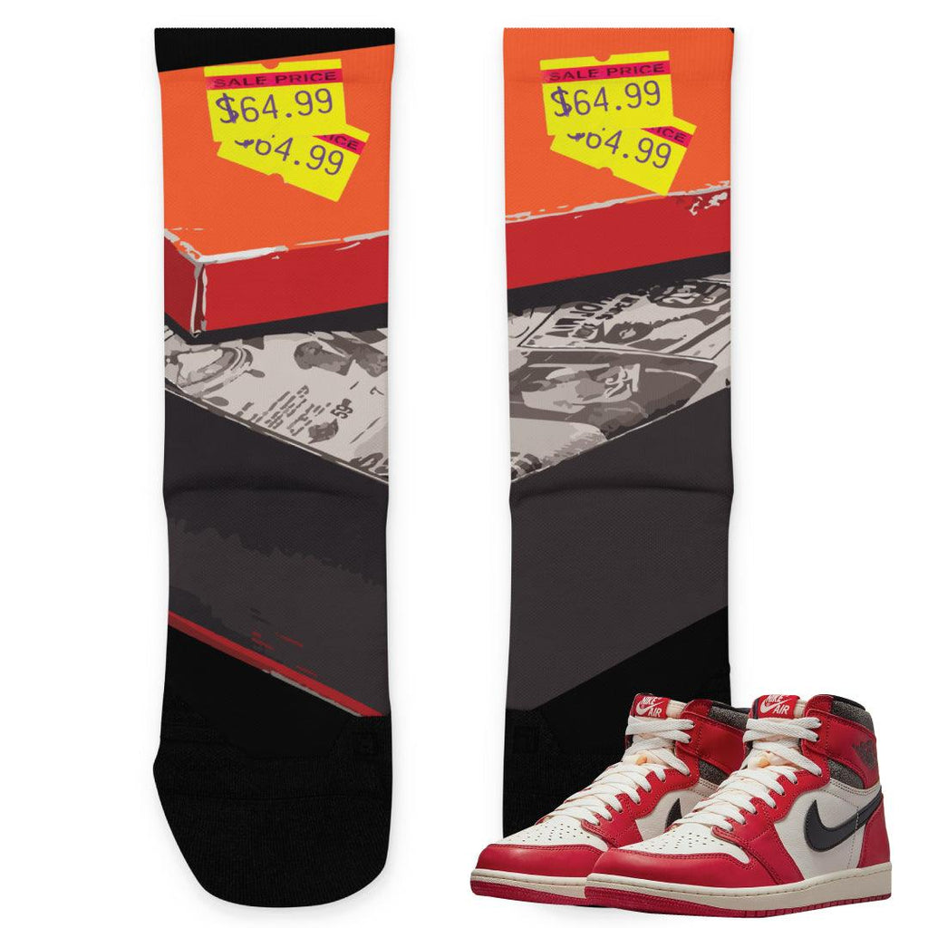 Retro 1 Lost & Found Socks - Sneaker Tees to match Air Jordan Sneakers
