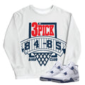 Retro 4 Midnight Navy Cement Draft Lottery Sweatshirt - Sneaker Tees to match Air Jordan Sneakers
