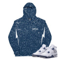 Retro 4 Midnight Navy Cement Splatter Hoodie - Sneaker Tees to match Air Jordan Sneakers