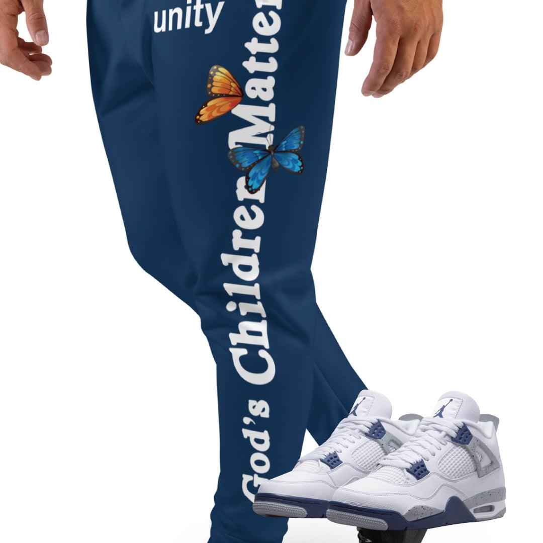 Retro 4 Midnight Navy Cement Unity Joggers - Sneaker Tees to match Air Jordan Sneakers