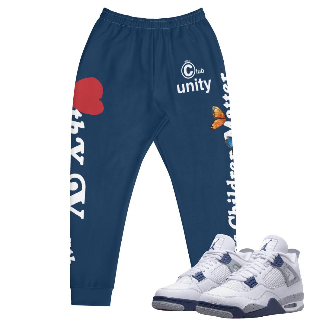 Retro 4 Midnight Navy Cement Unity Joggers - Sneaker Tees to match Air Jordan Sneakers
