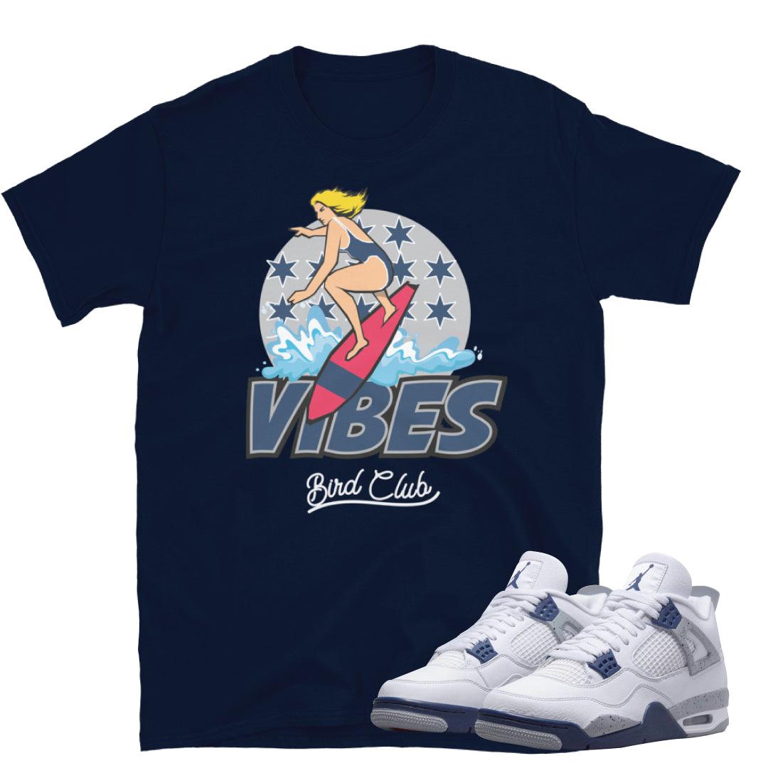 Retro 4 Midnight Navy Cement Vibes Shirt - Sneaker Tees to match Air Jordan Sneakers