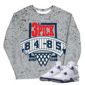 Retro 4 Midnight Navy Cement Draft Lottery Sweatshirt - Sneaker Tees to match Air Jordan Sneakers