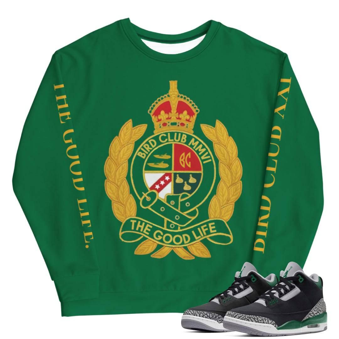Retro 3 Pine Green Long Sleeve Crewneck - Sneaker Tees to match Air Jordan Sneakers