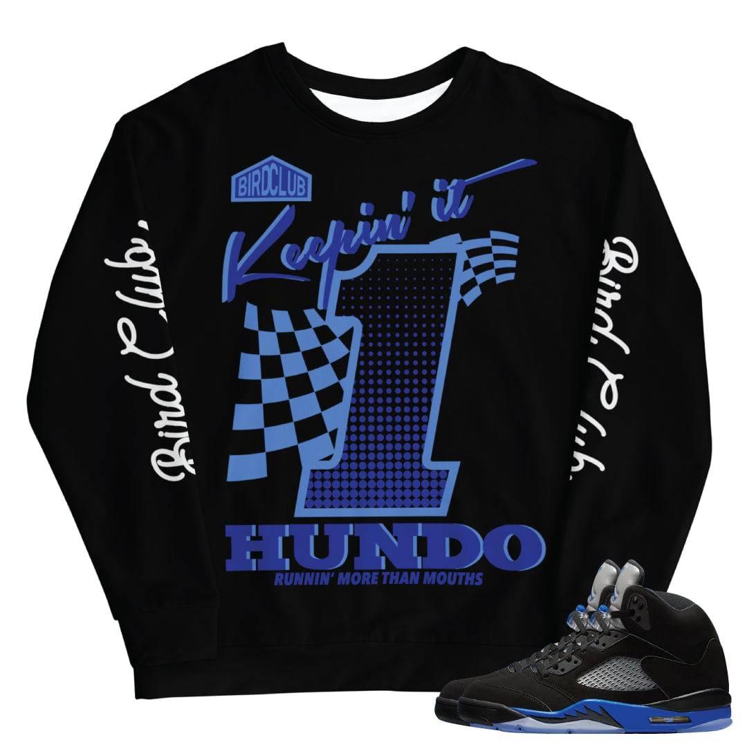 Retro 5 Racer Blue sweat-shirt - Sneaker Tees to match Air Jordan Sneakers