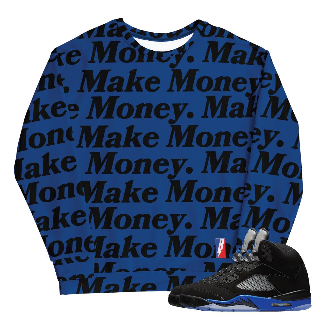 Retro 5 Racer Blue sweat-shirt - Sneaker Tees to match Air Jordan Sneakers