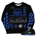 Retro 5 Racer Blue sweat-shirt - Sneaker Tees to match Air Jordan Sneakers