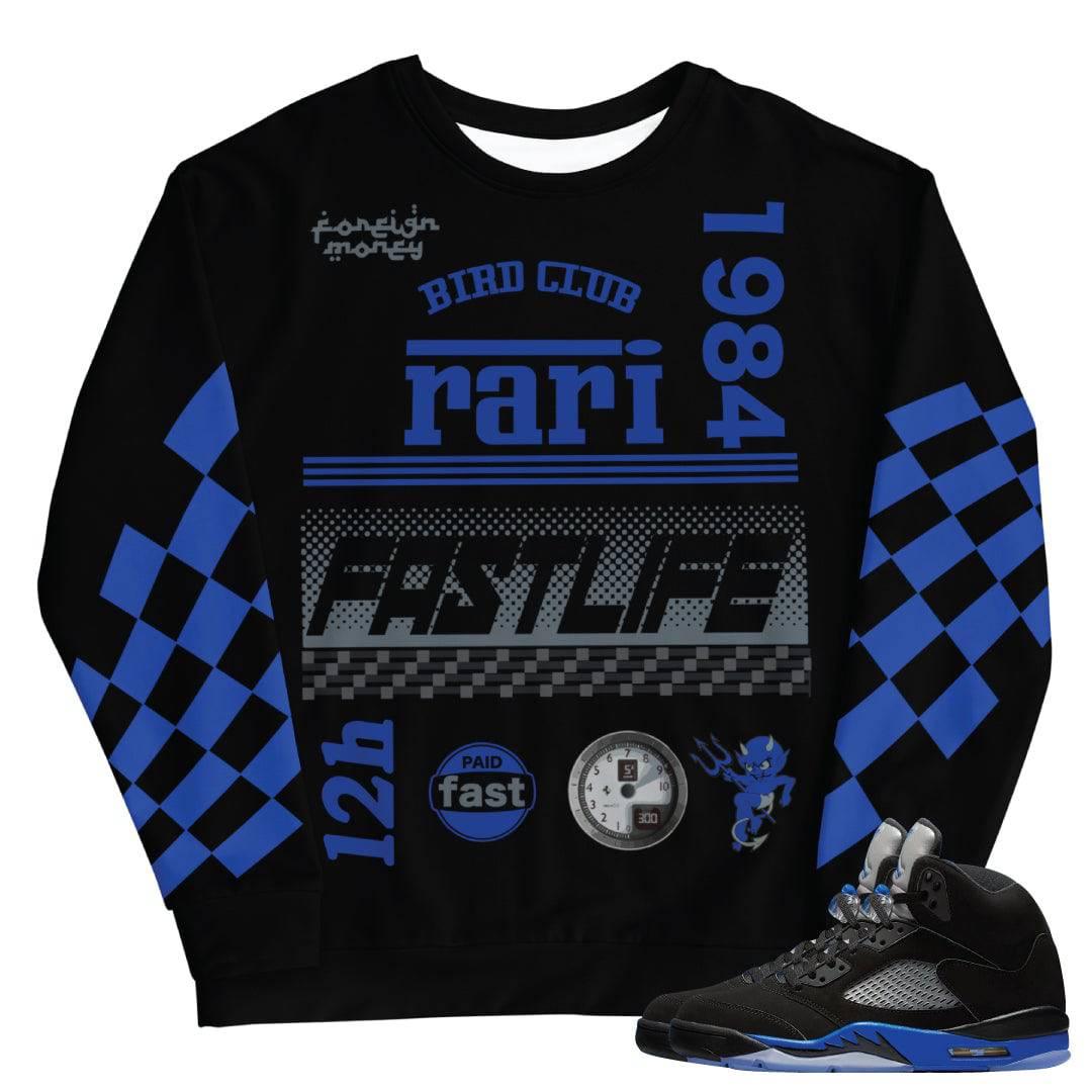 Retro 5 Racer Blue sweat-shirt - Sneaker Tees to match Air Jordan Sneakers