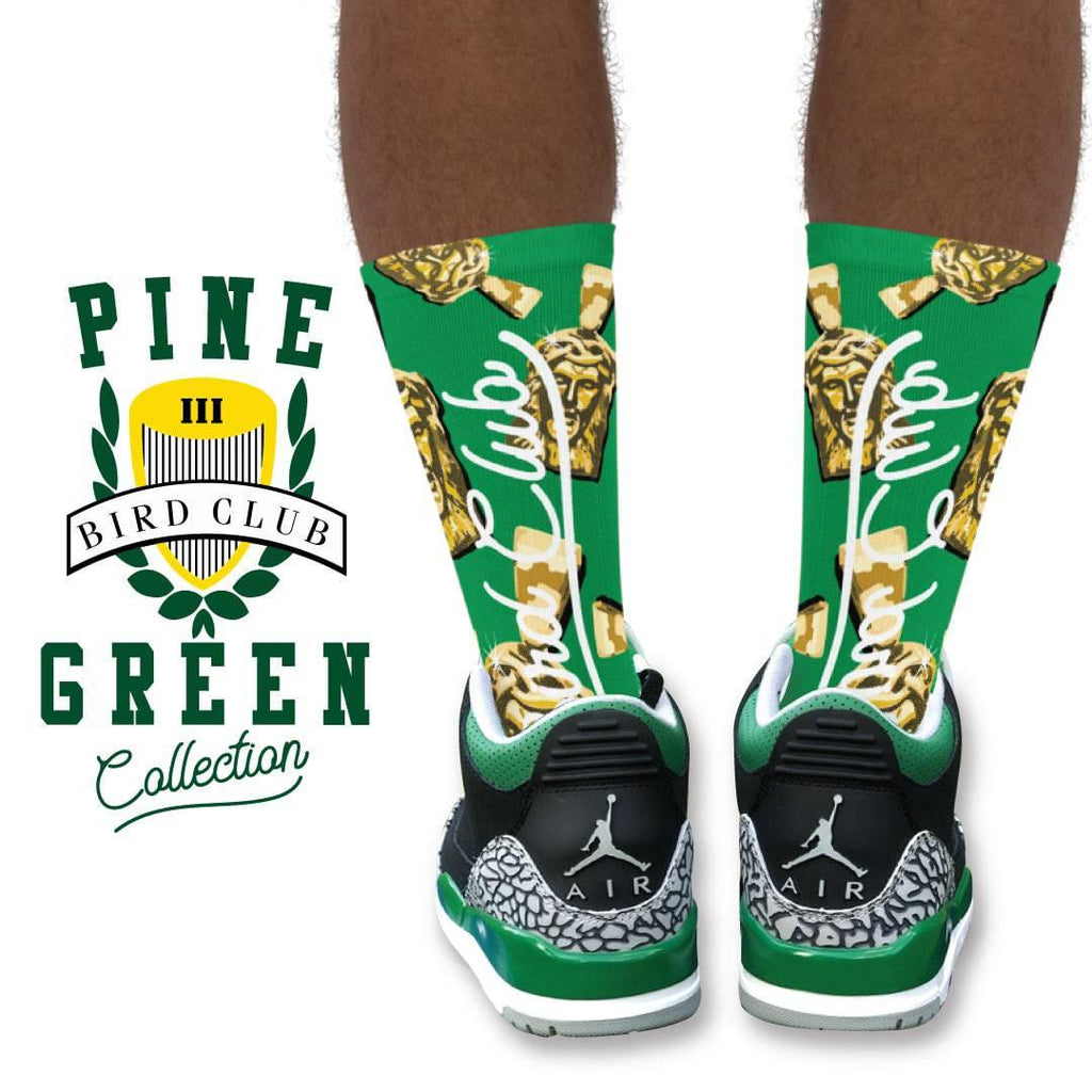 Retro 3 Pine Green Socks - Sneaker Tees to match Air Jordan Sneakers