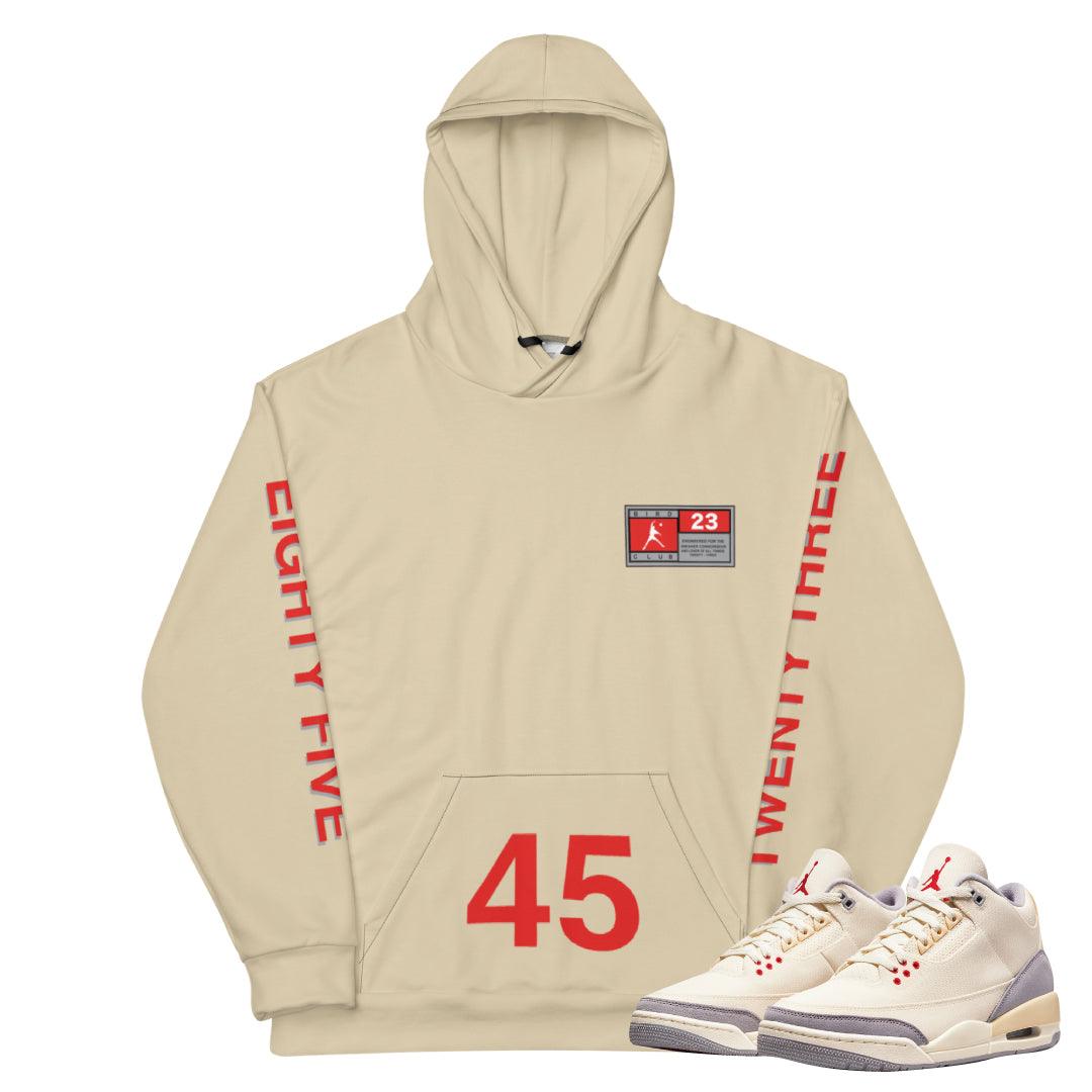 Retro 3 "Muslin" Hoodie - Sneaker Tees to match Air Jordan Sneakers