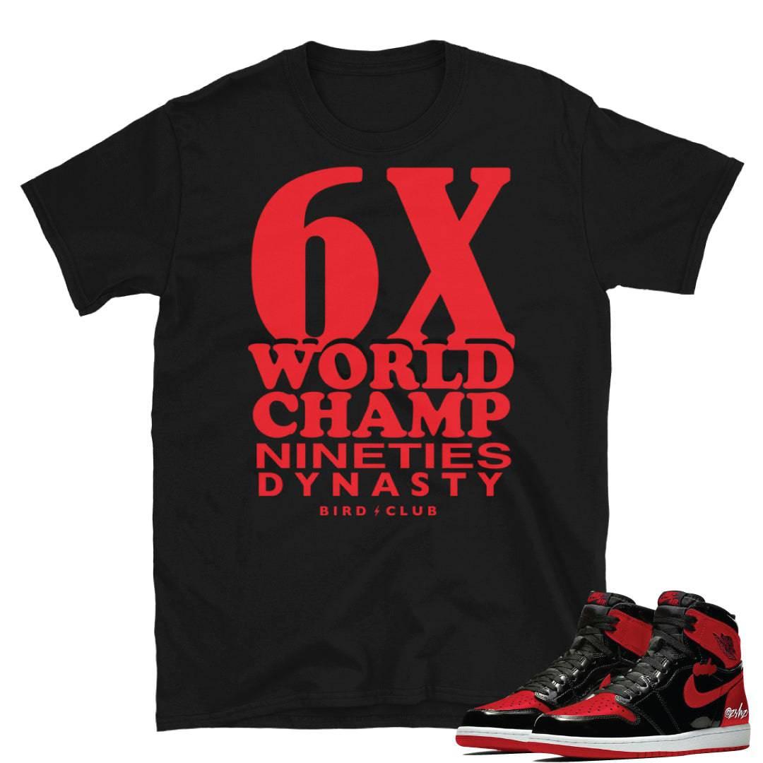 Retro 1 OG Bred Patent 6X Shirt - Sneaker Tees to match Air Jordan Sneakers