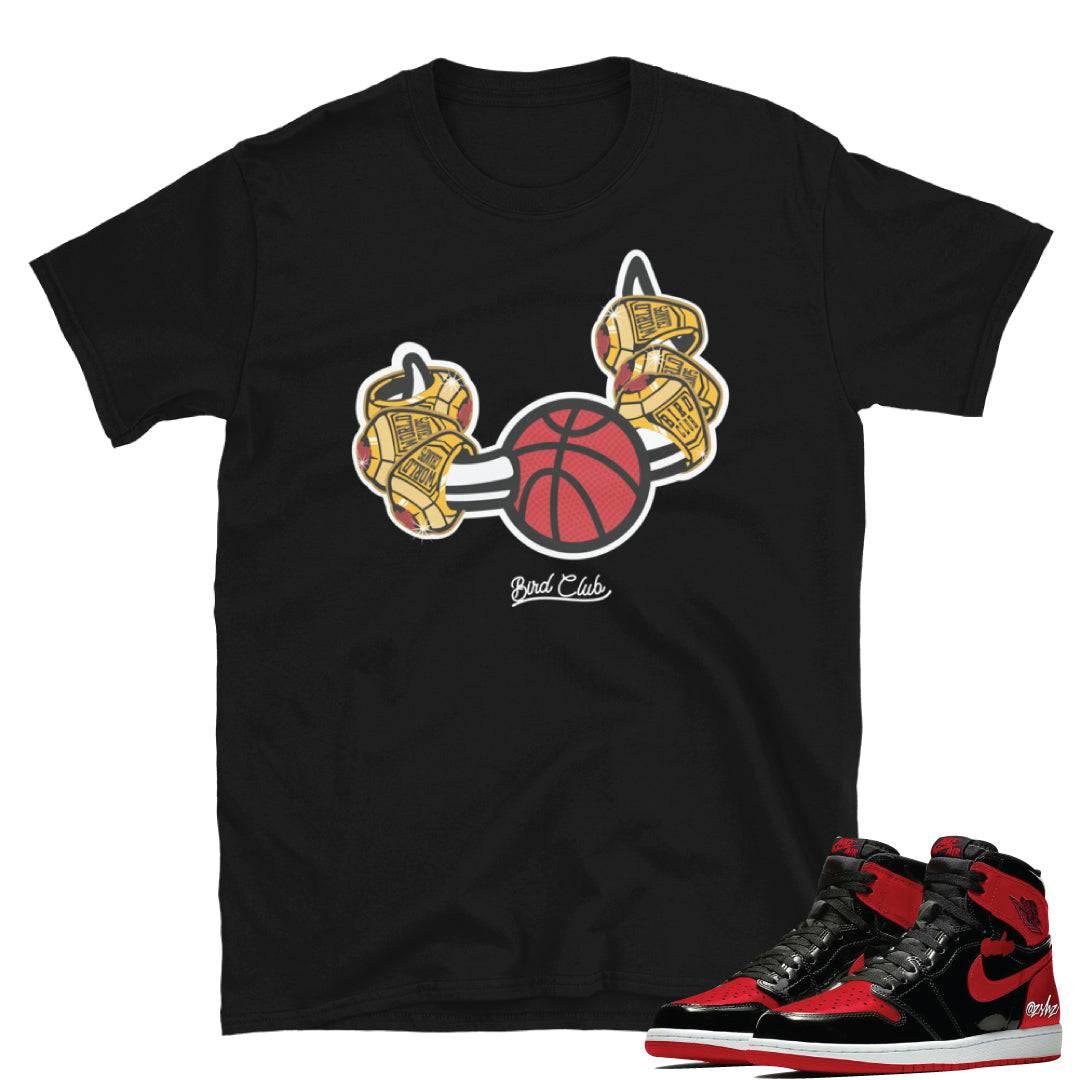 Retro 1 OG Bred Patent Rings Shirt - Sneaker Tees to match Air Jordan Sneakers