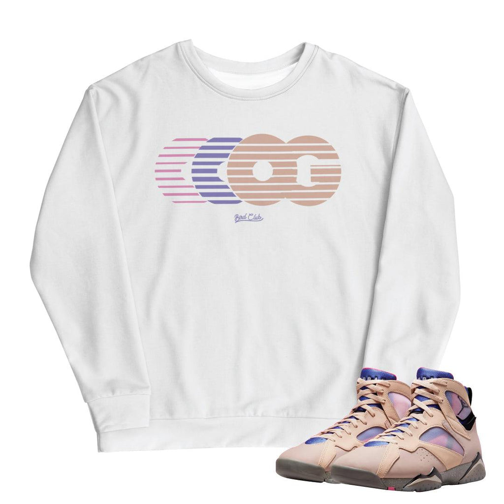 Retro 7 "Saphire/Shimmer" OG Crewneck - Sneaker Tees to match Air Jordan Sneakers