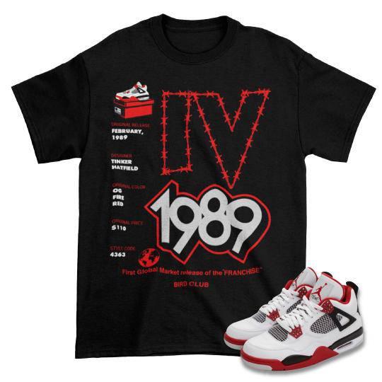 RETRO 4 FIRE RED SHIRT - Sneaker Tees to match Air Jordan Sneakers